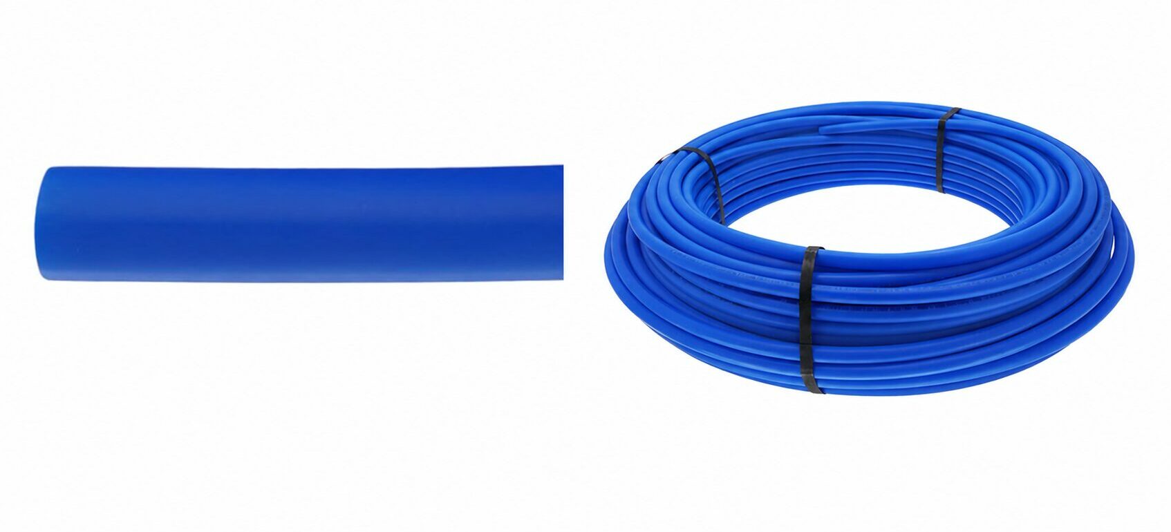 PE-RT tube, coiled and layed out views