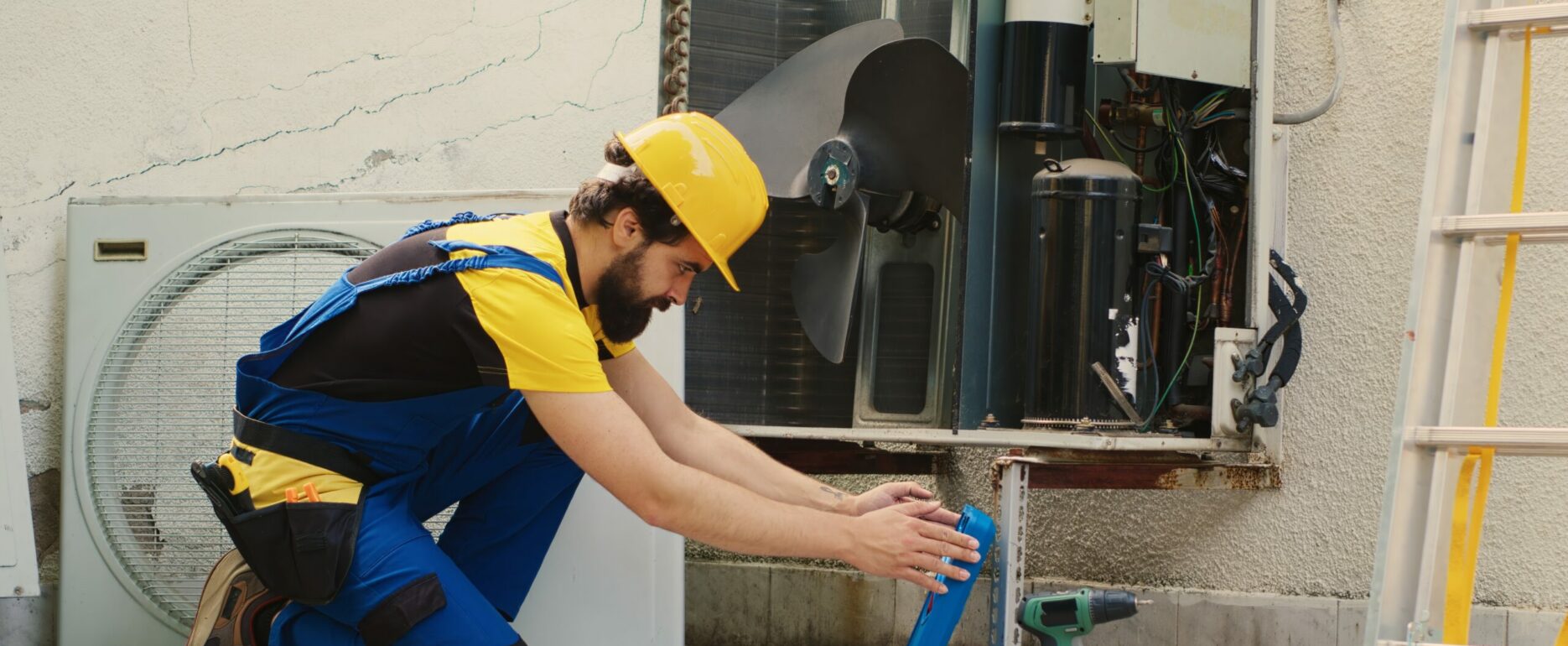 Skilled engineer commissioned for routine hvac system maintenance