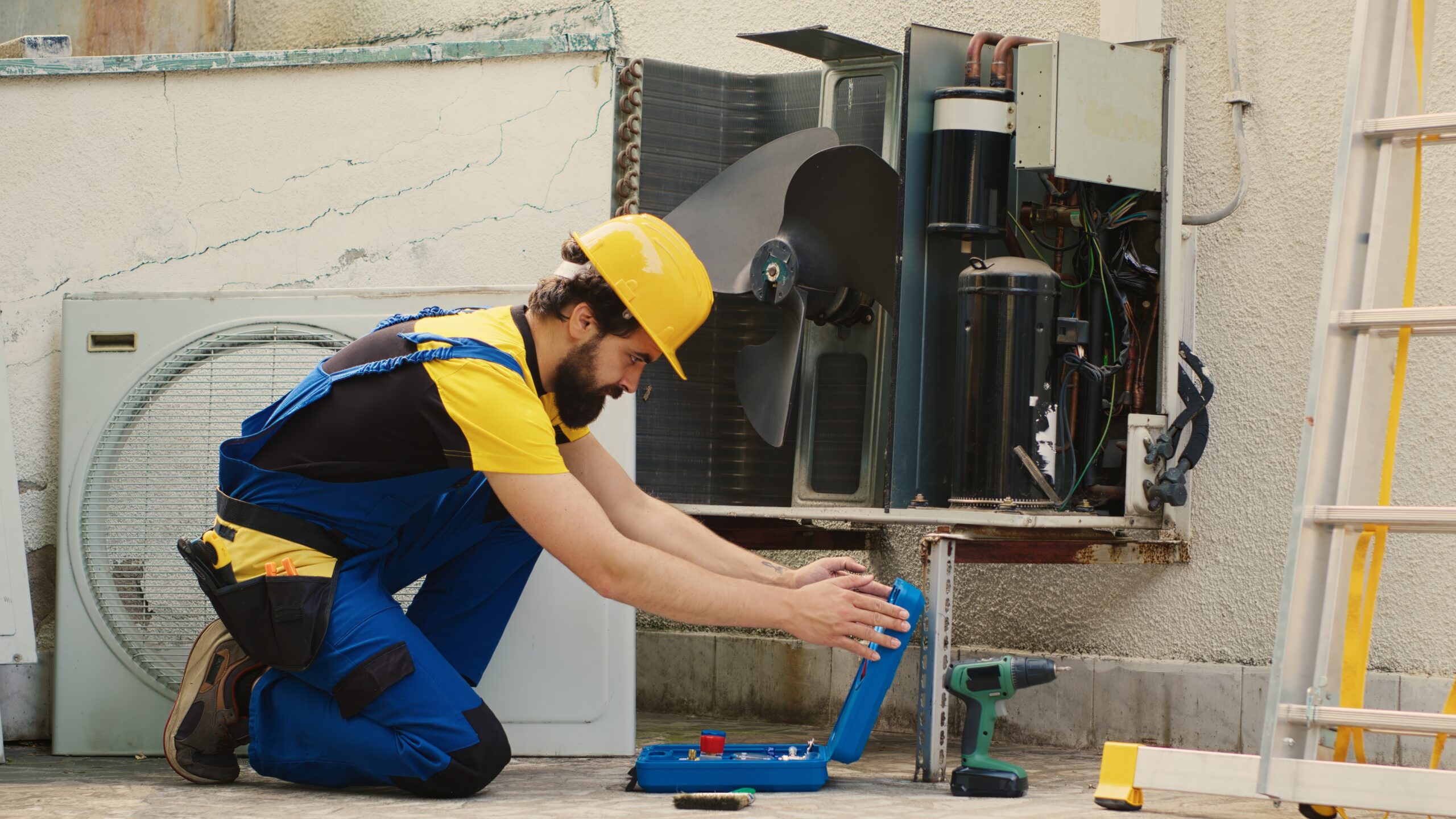 Skilled engineer commissioned for routine hvac system maintenance