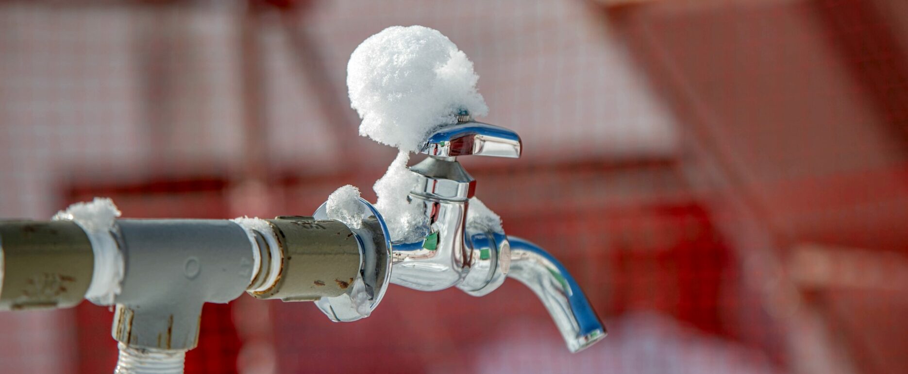 Freez snow on the water tap in winter